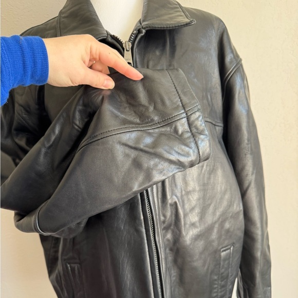 Vintage Dockers Black Lamb Leather Zip Up Jacket Mens XL Bikercore Edgy Grunge - Picture 6 of 9